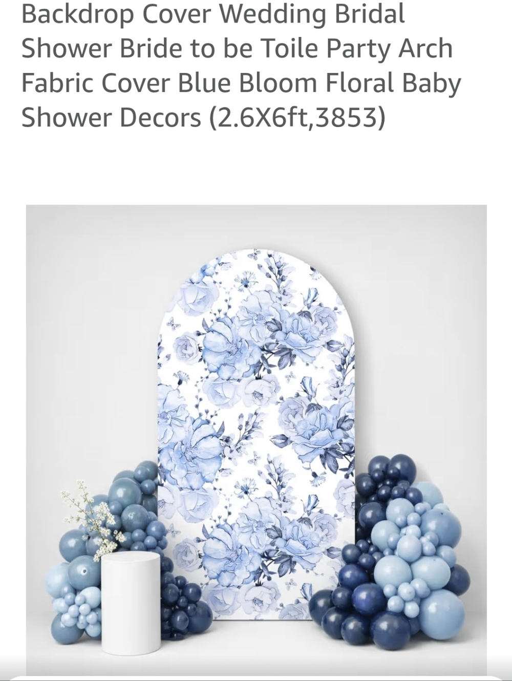 Amazon Blue Floral Arch Backdrop Cover - Picture 3 of 7